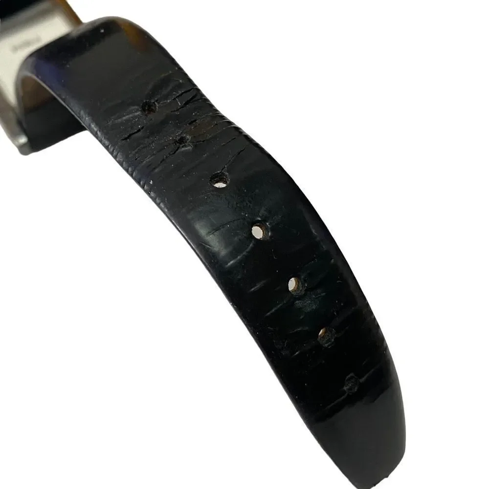 FURLA 925 Sterling Silver Black Leather Watch